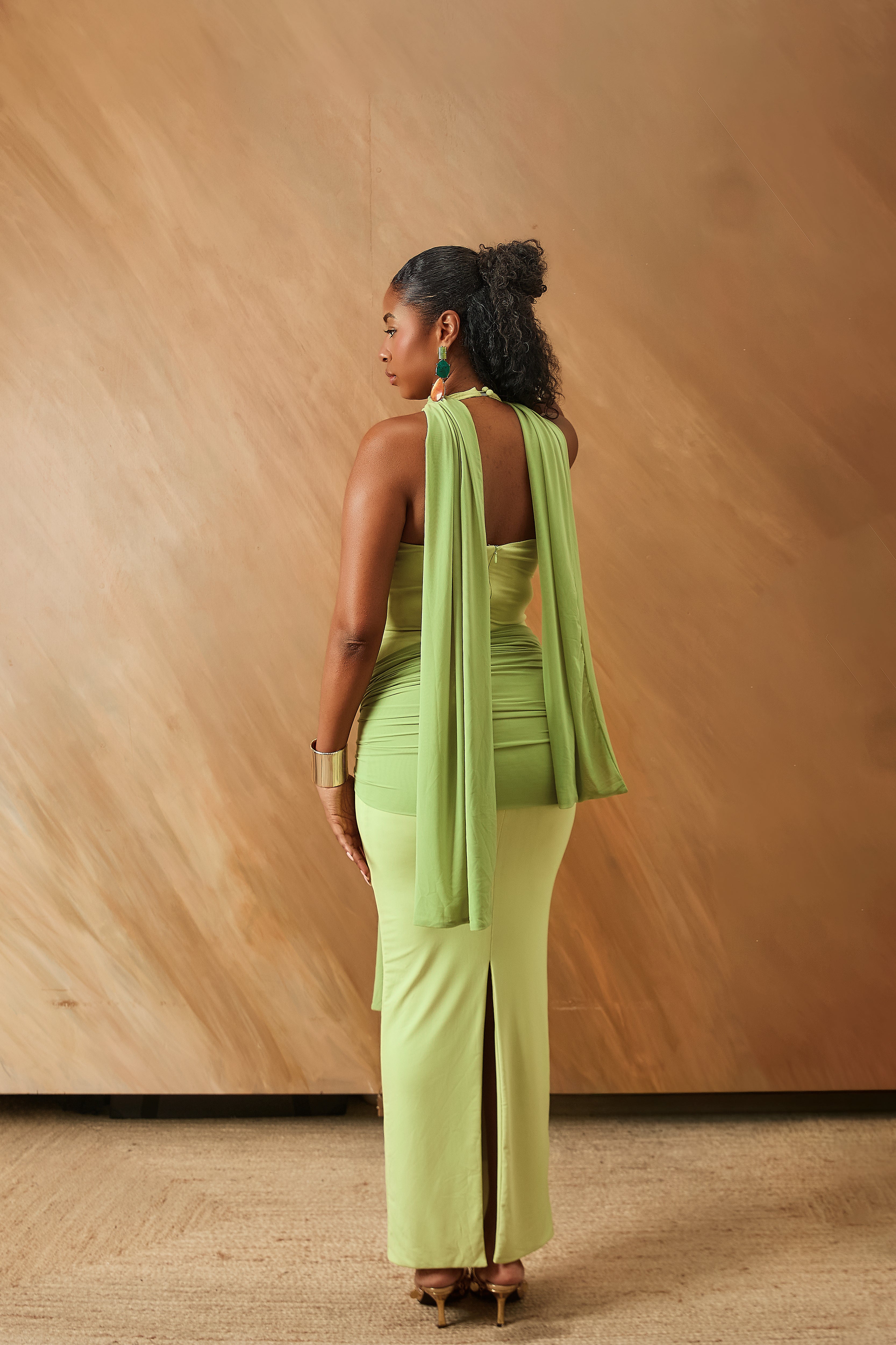 Adina Green Three-Piece Halter Maxi Dress