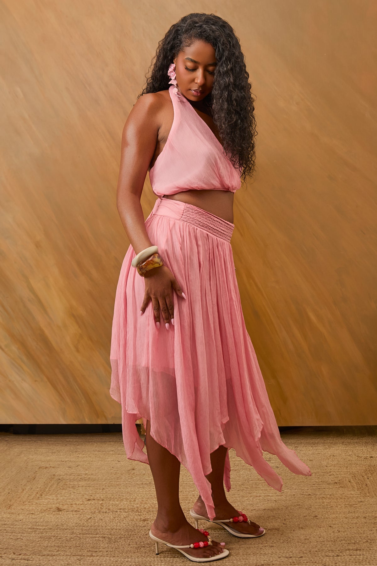 The Zara Pink Three-Piece Skirt Set