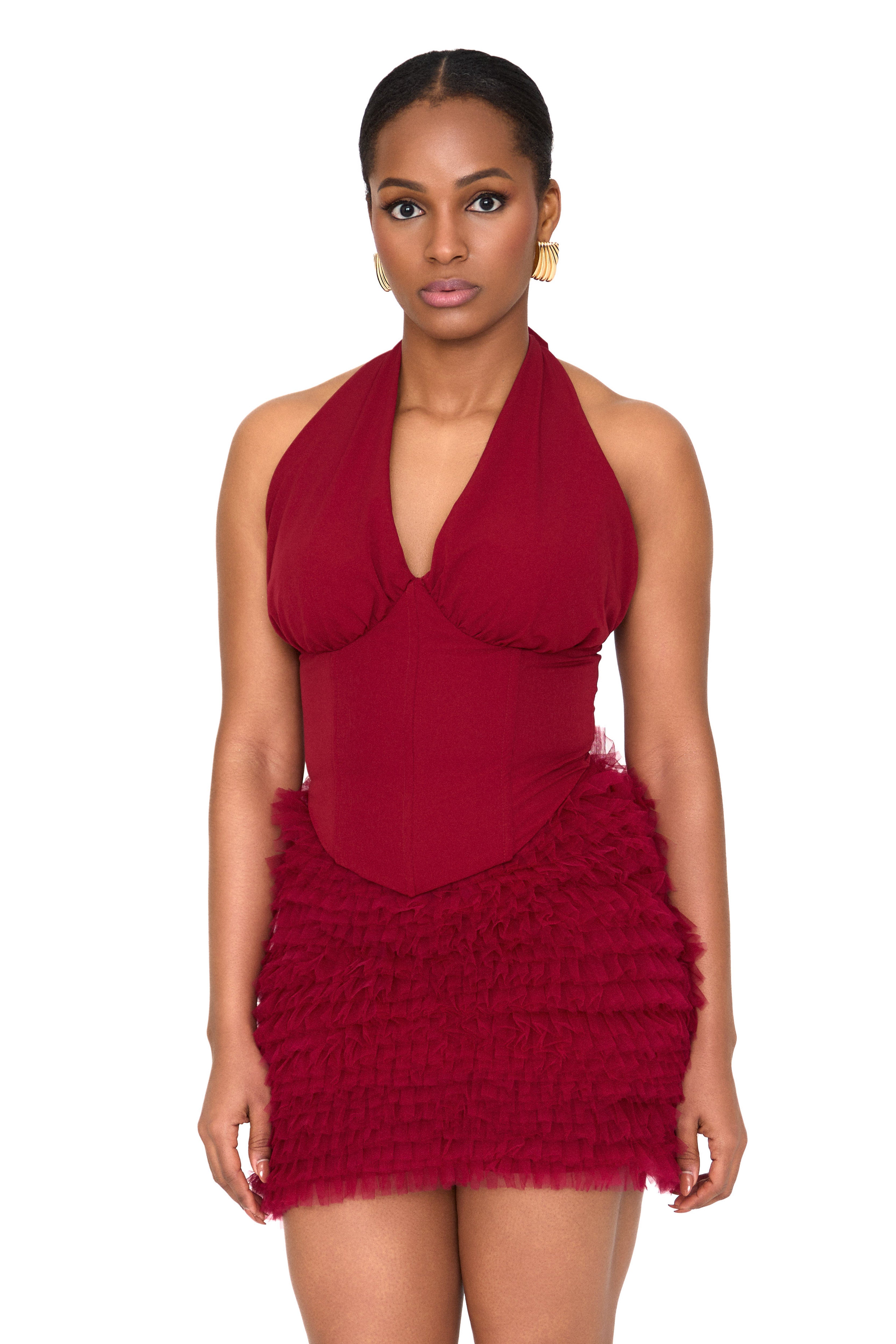 ROXY — Wine Two-Piece Mini Skirt Set