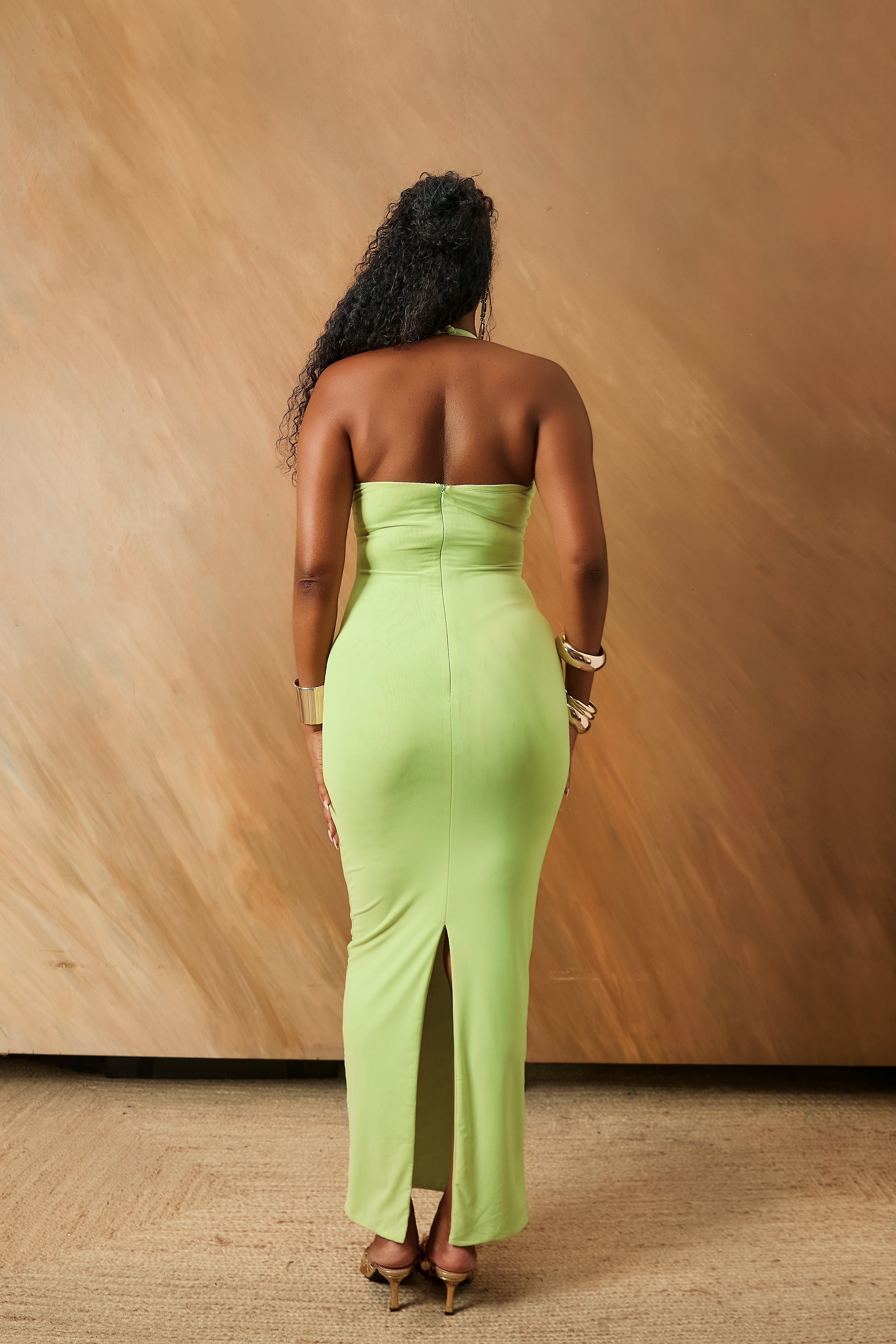 Adina Green Three-Piece Halter Maxi Dress
