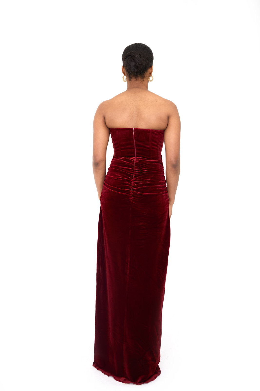 JULIA — Burgundy Velvet Corset Dress
