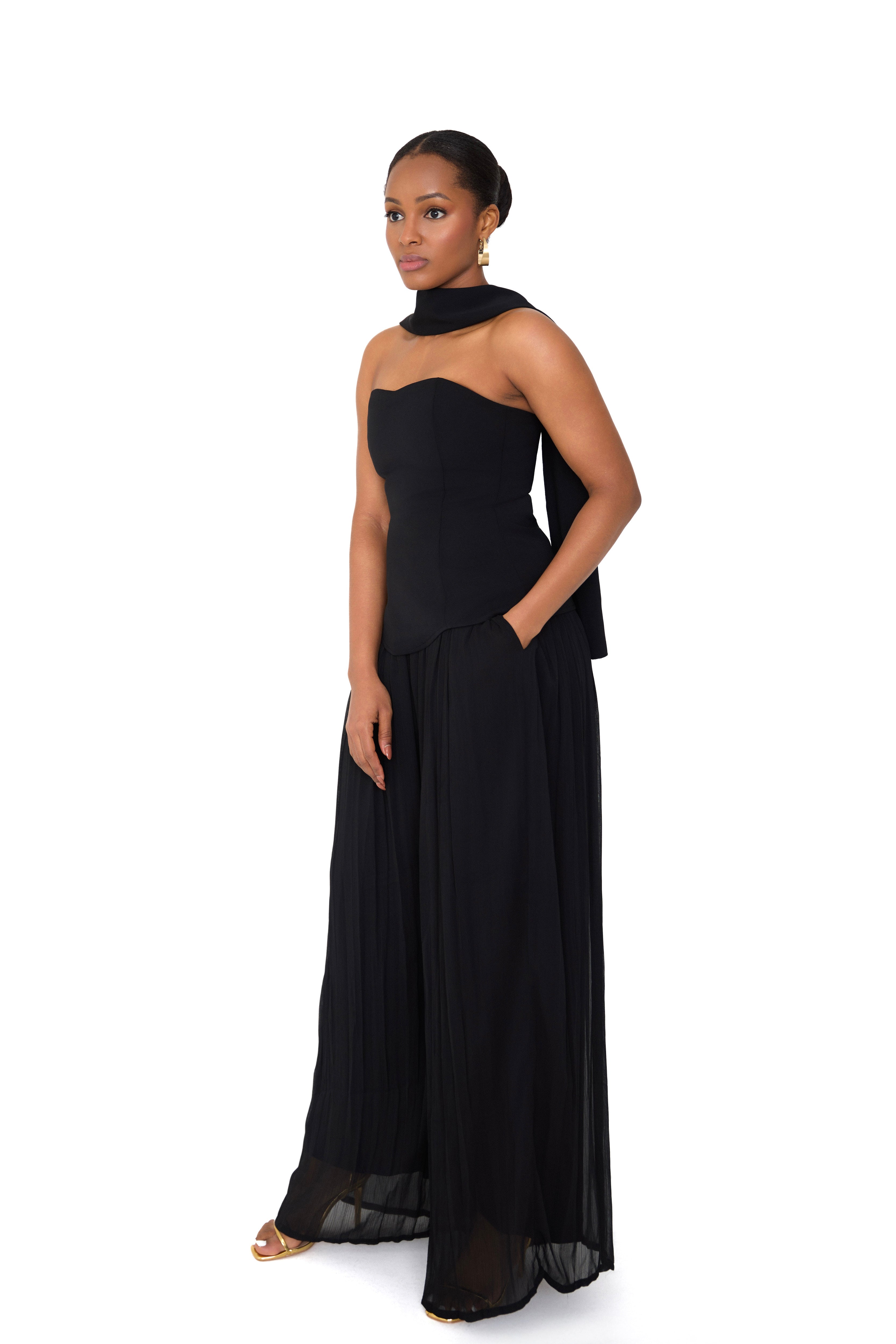 OLIVIA — Black Three-Piece Pants Set